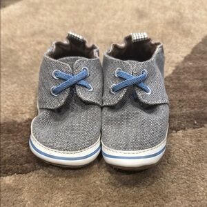 Robeez Gray and Blue Baby Walker Shoes with Decorative Bows